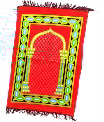 ALRAZA LOOMS Red Single Anti-skid Velvet Prayer Mat ( 110 X 70 cm )
