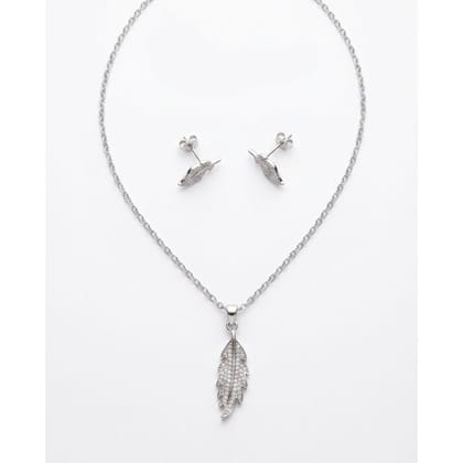 Pendant Set silver-tone Leaf-Inspired Pendant Set silver-tone Leaf-Inspired