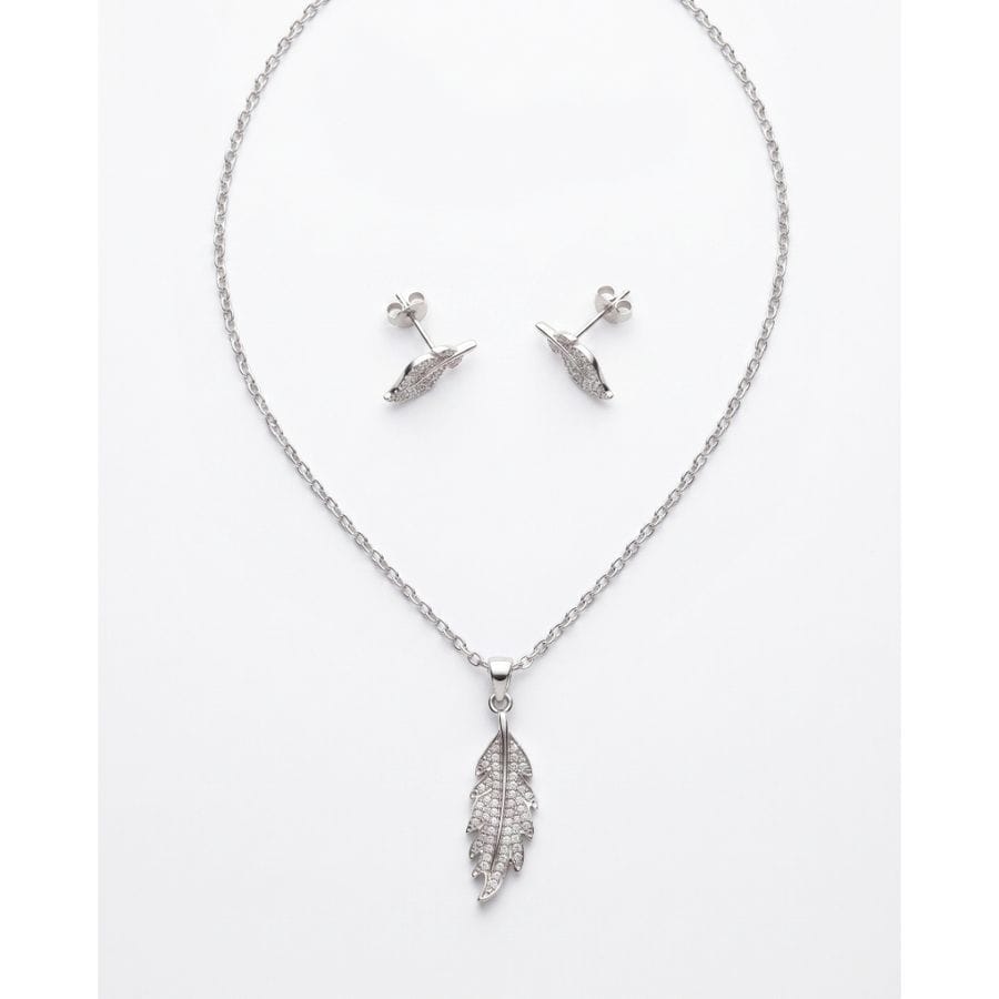 Pendant Set silver-tone Leaf-Inspired