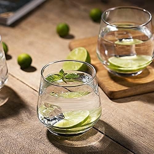 Italian Premium 370ML Aqua Crystal Clear Whiskey Glasses Sturdy Scotch Wine Glasses Imported Tumbler for, Bourbon, Juice, Cocktail