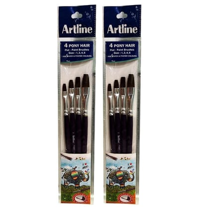 Artline Pony Round Paint Brush No : 1,2,4 & 6 (Pack of 2) | for Various Art and Craft Projects | Different Types of Paint, Such as Watercolors, Acrylics, & Oils