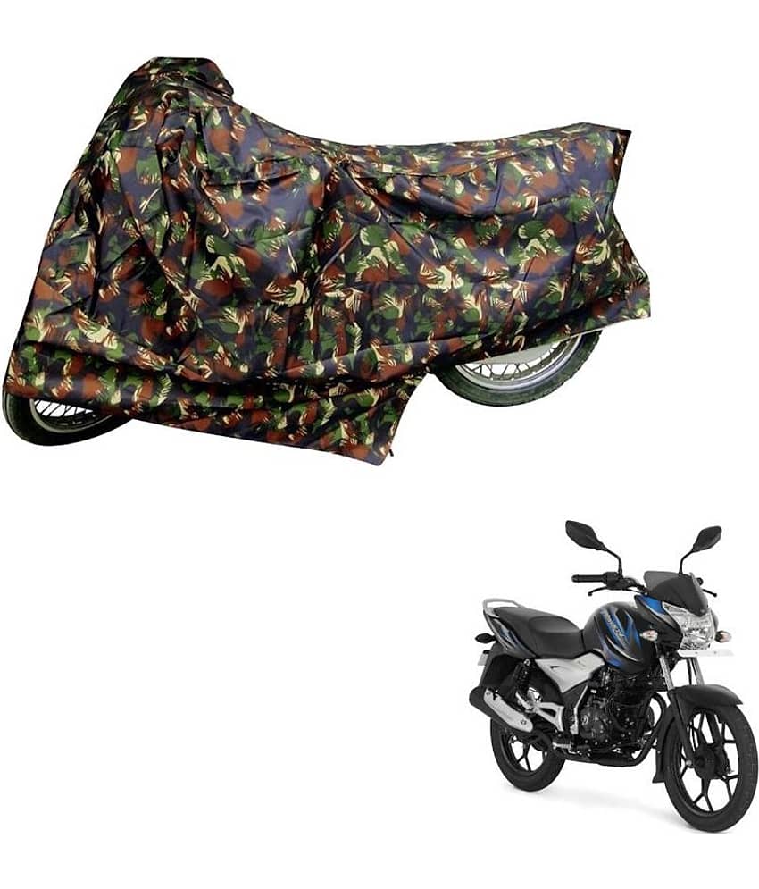 AutoRetail Dust Proof Two Wheeler Polyster Cover for Bajaj DisPolyster Cover 100 (Mirror Pocket, Jungle Color)