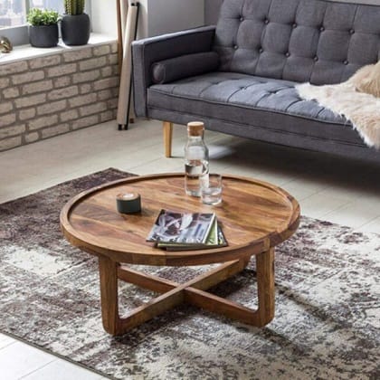 Warren Sheesham Wood Curved Coffee Table