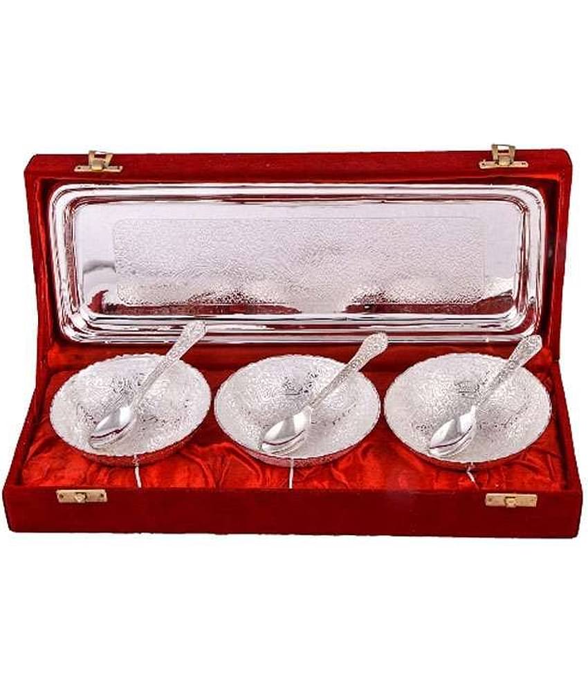 Urban hemlet Silver Plated 3 Mor Bowl With Spoon With Tray