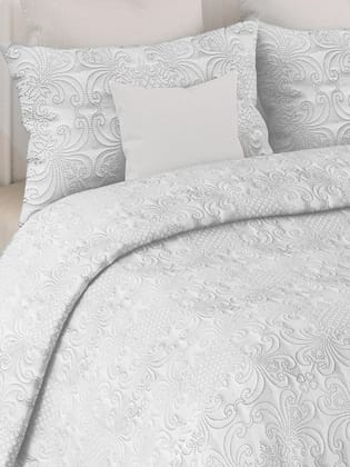 Sensation Quilted Bedcover cum AC comforter Set with 2 Pillow Covers.(White)