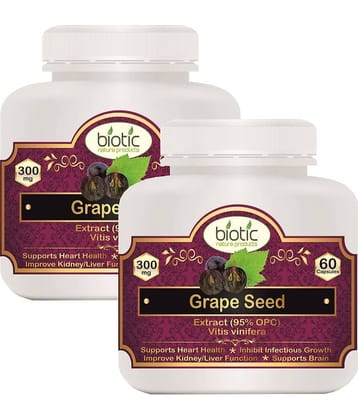 Biotic Grape Seed Extract - Grapeseed 300mg Veg Capsule 120 no.s Pack of 2