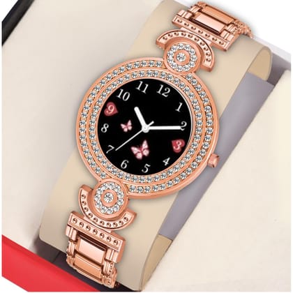 Bolun Black Three Bty Dial Rose Gold BD Girls and Women Watch