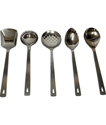 Dynore - Silver Stainless Steel Serving Spoon ( Pack of 5 )