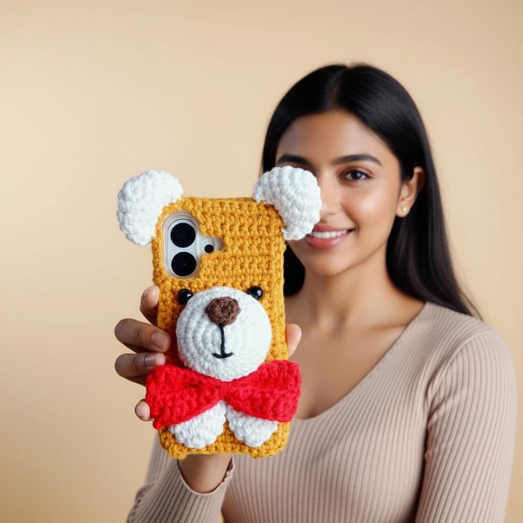 Art Tales Latest Handmade Crochet Unique Back Case Cover for iPhone 16