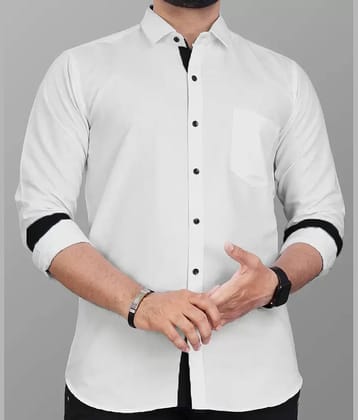 JEEVAAN - THE PERFECT FASHION Cotton Blend Regular Fit Solids Full Sleeves Men's Casual Shirt - White ( Pack of 1 )