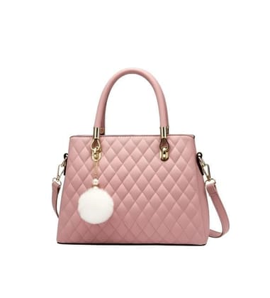 DARSHANS Women's PU Leather Solid Shoulder Zipper Handbag (Pink)-PID65118