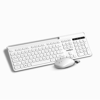 Frontech Wireless Keyboard & Mouse Combo Set | 2.4GHz USB Connectivity | 104 Keys | 3 Buttons, White