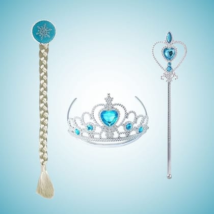 Frozen Braided Hair, Wand and Tiara Set - 3PC