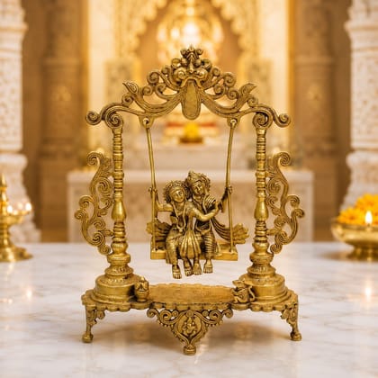 Brass Radha Krishna Idol – Divine Couple Brass God Decorative Murti, Height : 18.5 Inch (BSMAS1629 E)