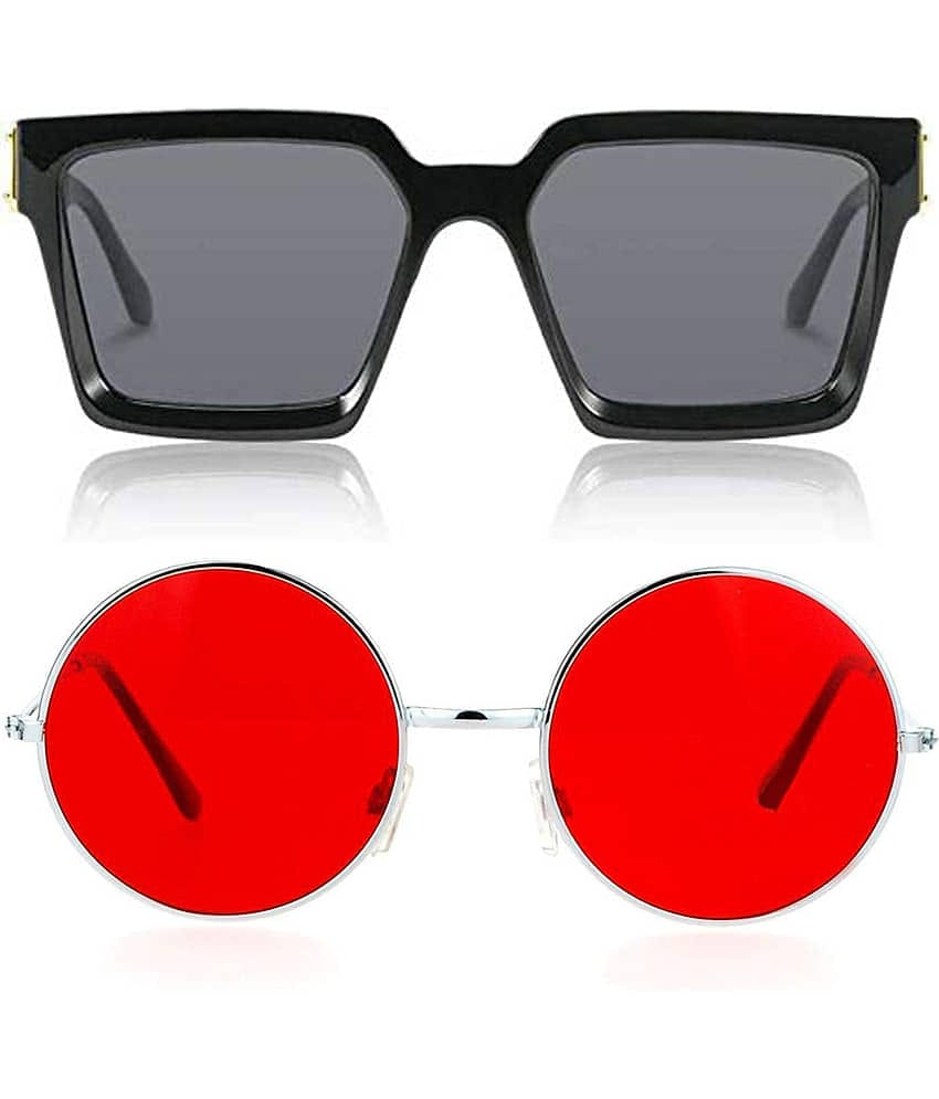 Kanny Devis - Black Rectangular Sunglasses ( Pack of 2 )