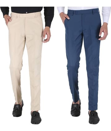 Playerz - Multicolor Polycotton Slim - Fit Men's Formal Pants ( Pack of 2 )