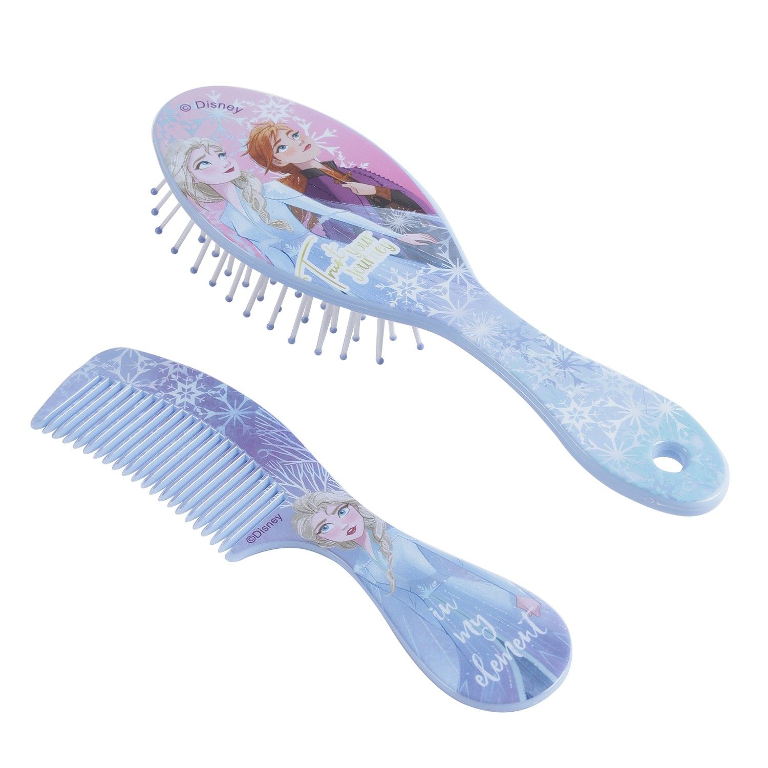 Li'l Diva Disney Frozen, Pack of 2 Hairbrush and Comb With Elsa and Anna Charms For Girls 3 Years and Above