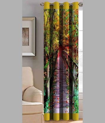 BELLA TRUE Nature Semi-Transparent Eyelet Curtain 7 ft ( Pack of 1 ) - Multicolor