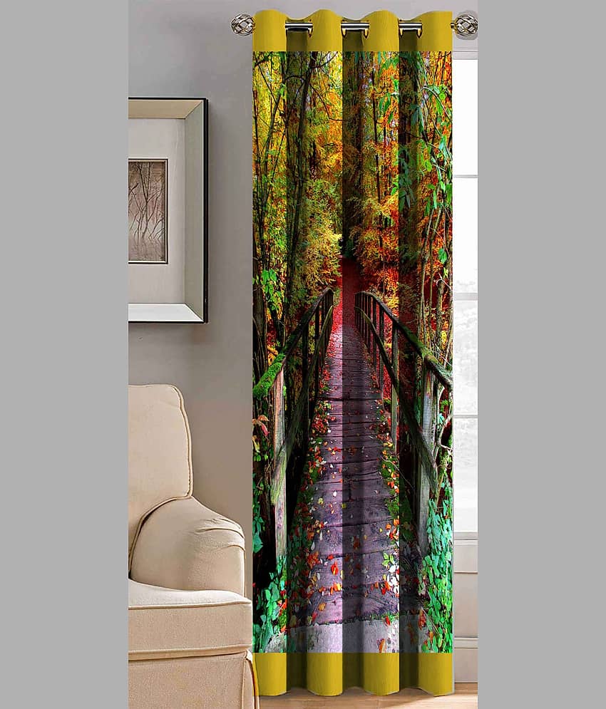 BELLA TRUE Nature Semi-Transparent Eyelet Curtain 7 ft ( Pack of 1 ) - Multicolor
