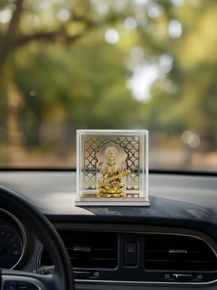 Brahma 3D Farm God Idol Saraswati with Temple | Saraswati Idol for Home Decor, Car Dashboard, Pooja Room, Study Table, Living Room & Office Decoration | Gift Item