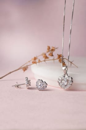 Fun And Frill Heart Sterling Silver Pendant Set With Chain-With Chain / Silver