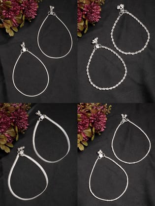 NVR Women's Pair of 4 Silver-Plated Anklets-Onesize / Silver / Brass