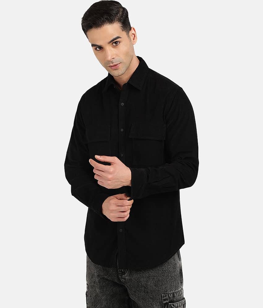 Bene Kleed Spread Collar Opaque Corduroy Casual Shirt