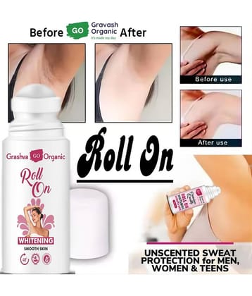 GRASHVA ORGANIC UnderArm Roll On - Whitens & Brightens Skin, Prevents Odour, Aqua Fragrance Deodorant Roll-on - For Men & Women (50 ml)