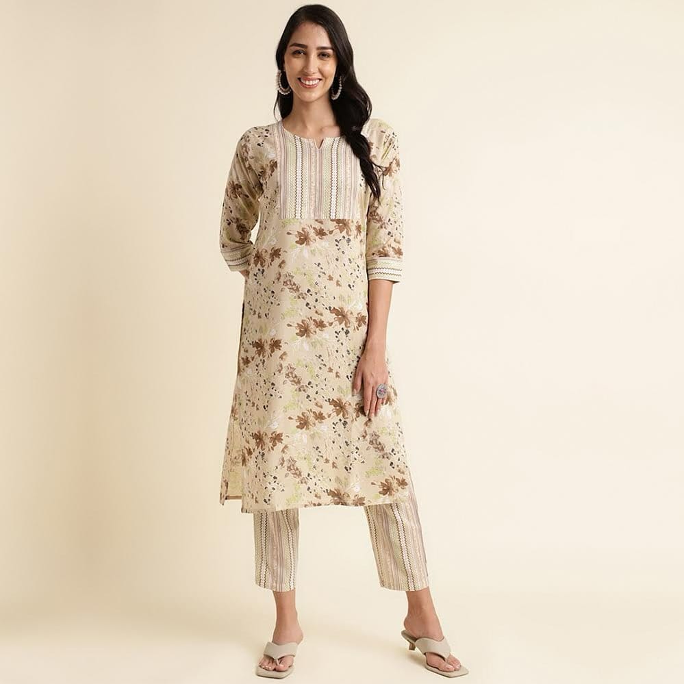 Cotton Blend Floral Printed straight Kruti set