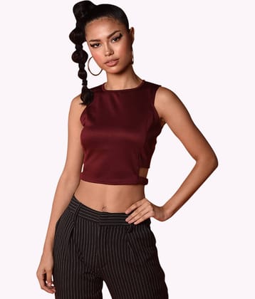 Chimpaaanzee Women's Polyester Crop Top ( Maroon )