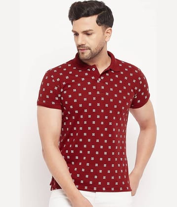 The Million Club Pack of 1 Cotton Blend Regular Fit Printed Half Sleeves Men's Polo T Shirt ( Maroon )