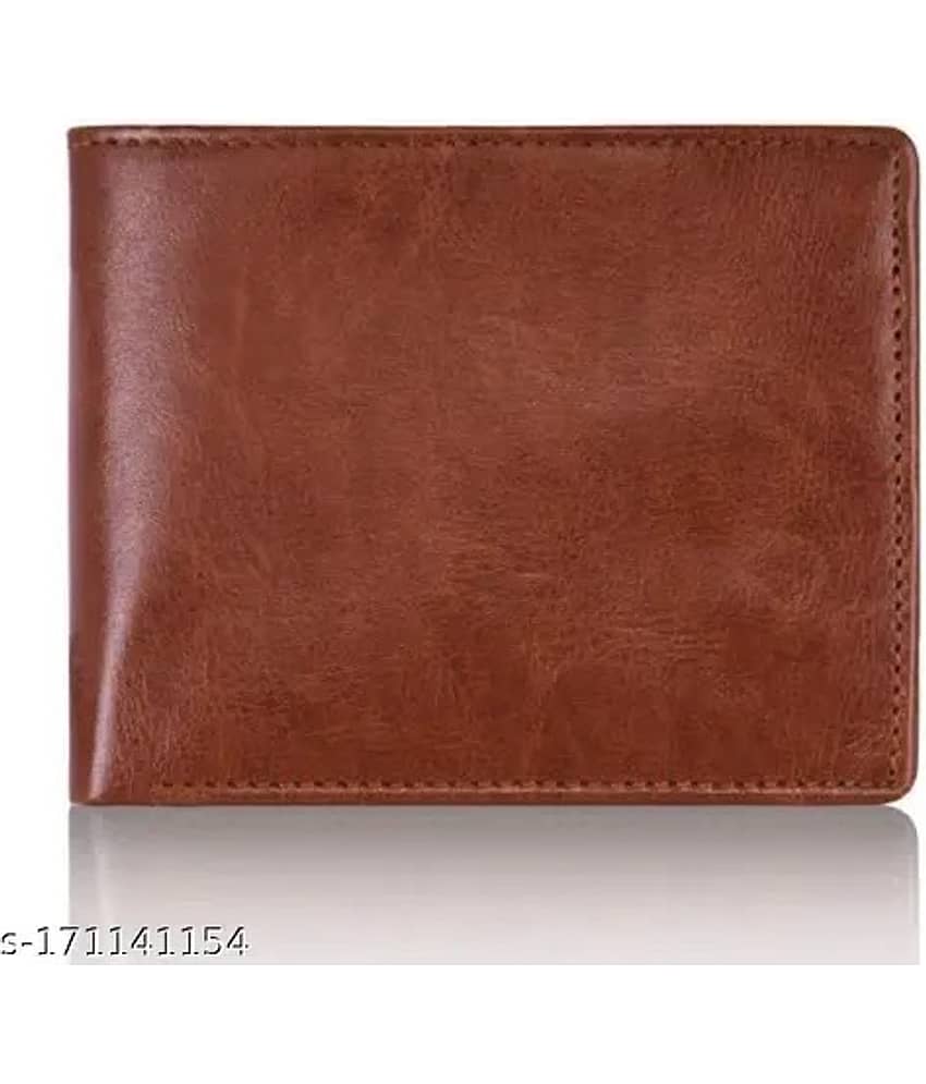 HABIBI PU Solid Men's Two Fold Wallet With 3 Slots For Card ( Tan , Pack of 1 )