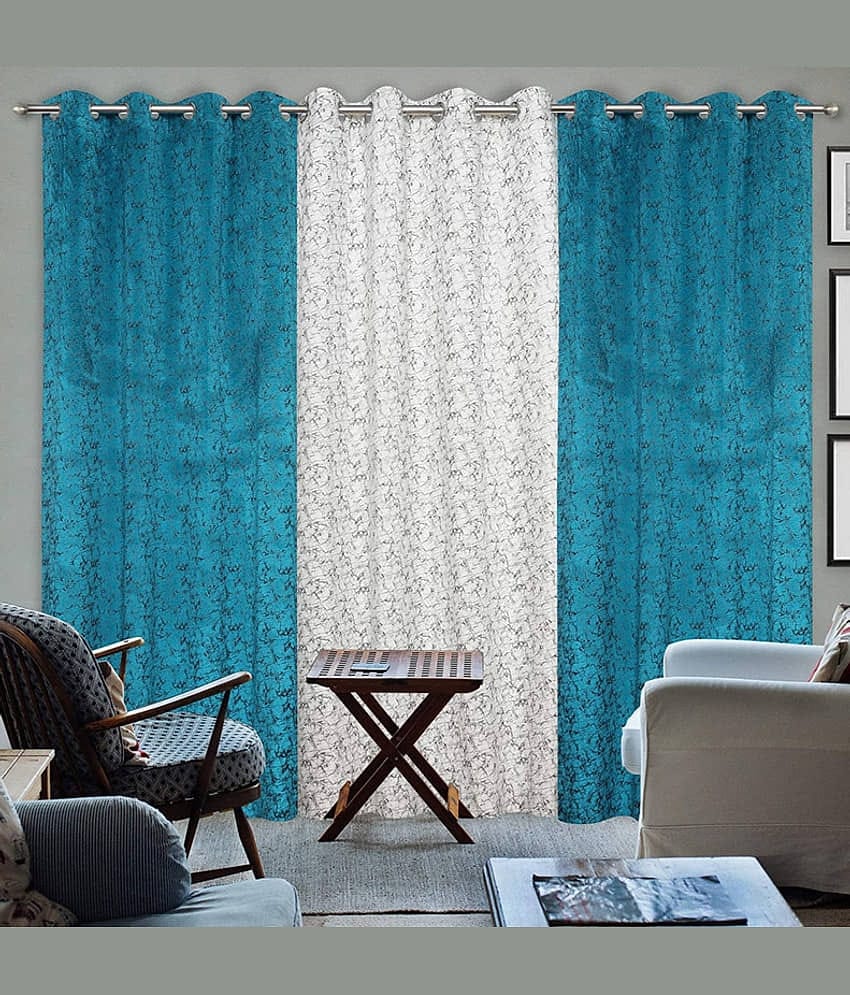 Kraftiq Homes Graphic Blackout Eyelet Curtain 10 ft ( Pack of 3 ) - Multicolor
