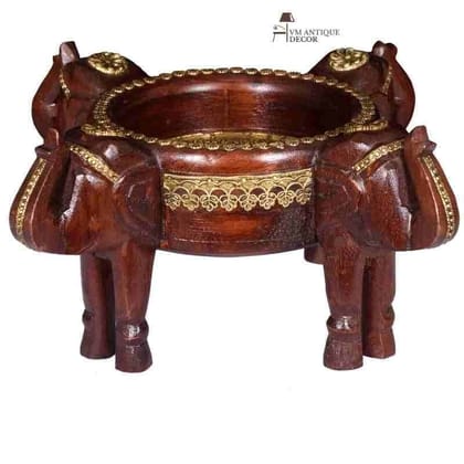 Indian 4 Wooden Elephant Decorative Fruit Basket | Fruit Bowl