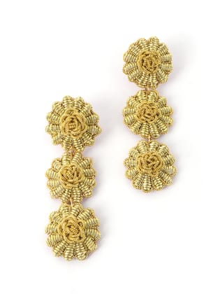 Floral Drop Earrings - Gold