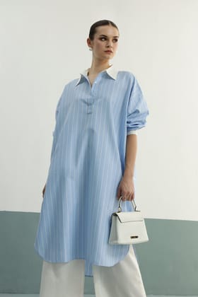Lazy Sunday Tunic: Blue Stripes-XS-M