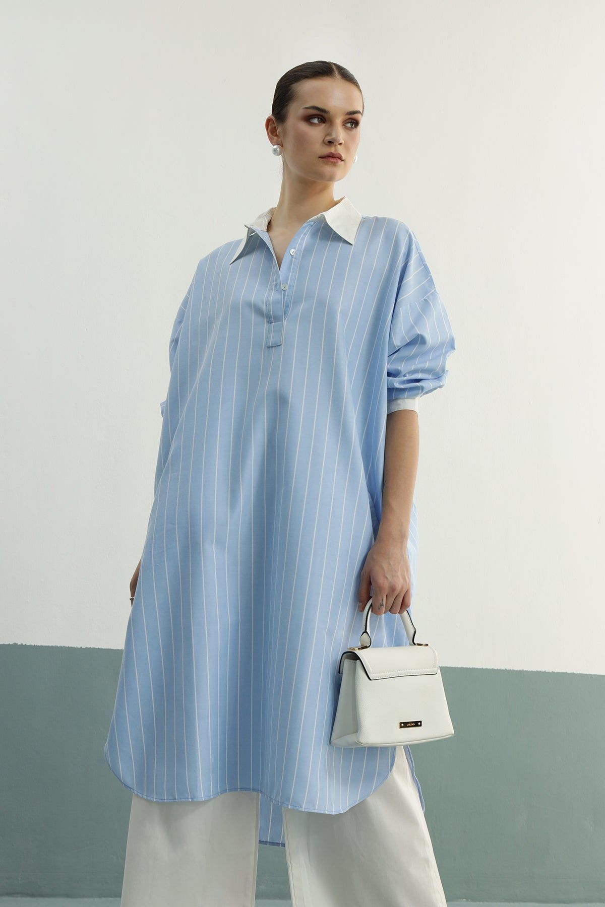 Lazy Sunday Tunic: Blue Stripes-XS-M