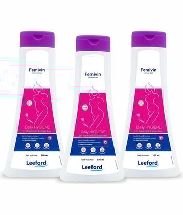 Leeford Femivin Intimate Wash Liquid, Cleansing & Odor Protection for Feminine Hygiene, Pack of 3