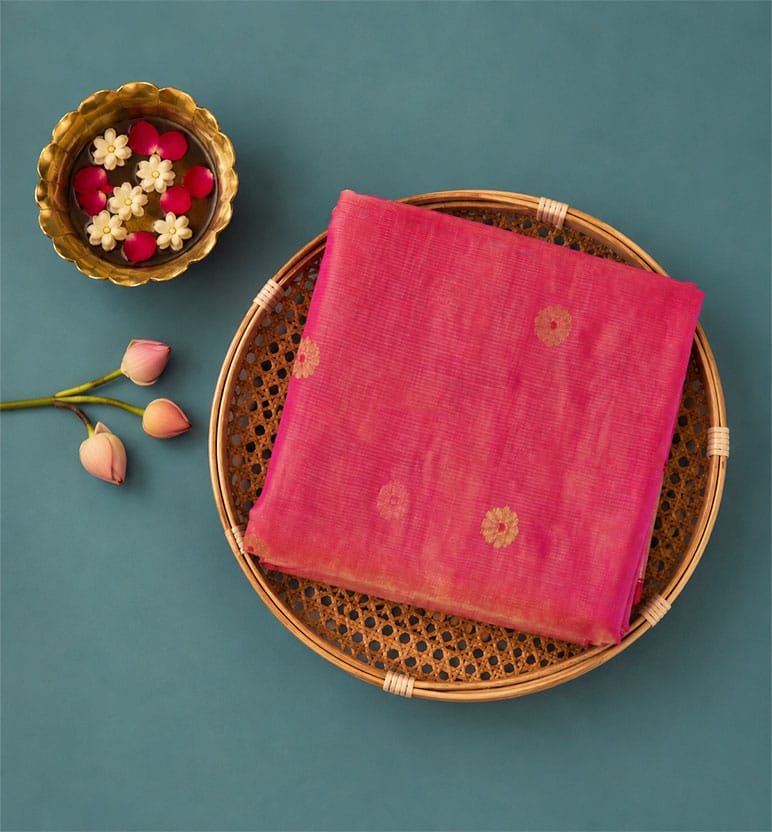 Handloom Chanderi Katan By Tissue Saree