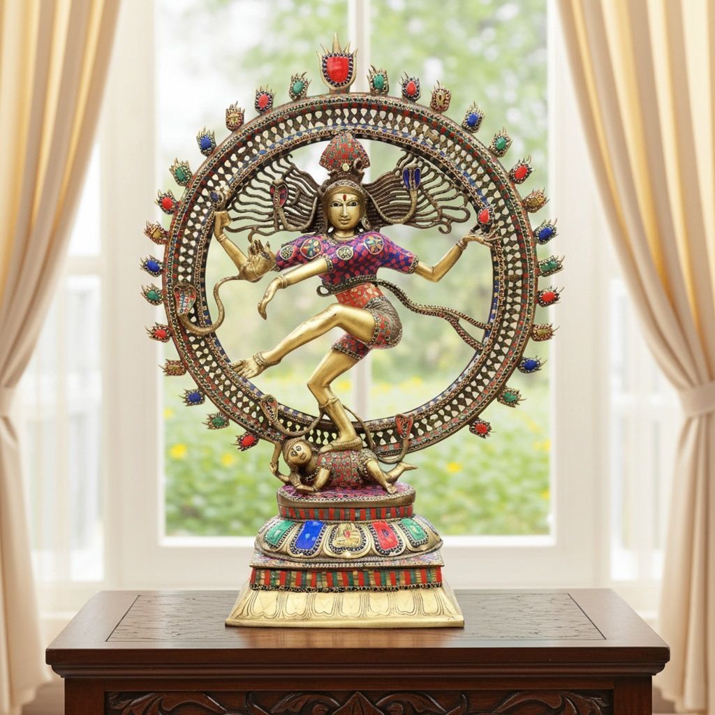 Brass Showpiece Nataraja, Natraja God Idol Statue, Height : 41.5 Inch (BSMAS1406 G)