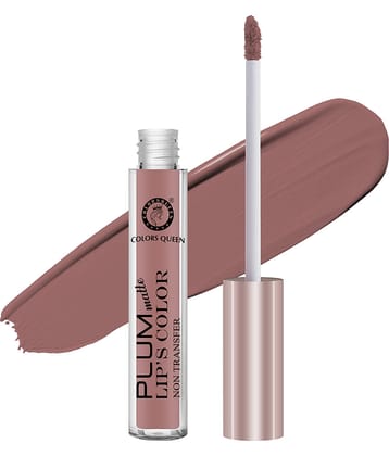Colors Queen Plum Matte Non Transfer Water Proof Liquid Matte Lipstick 7ml, Ice Nude (Shade - 05)