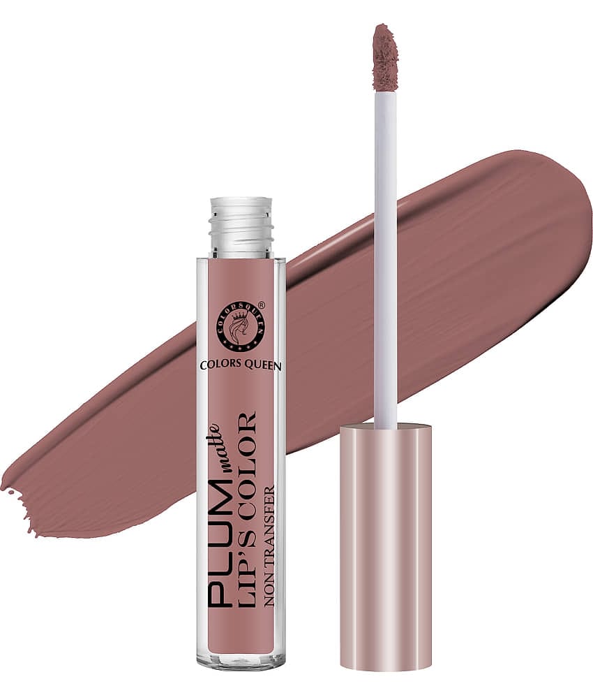 Colors Queen Plum Matte Non Transfer Water Proof Liquid Matte Lipstick 7ml, Ice Nude (Shade - 05)