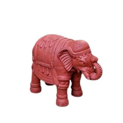 Gulharia Terracotta Samuh Clay Home Decorative Showpiece Elephant, Ideal for Table - Length- 15 cm