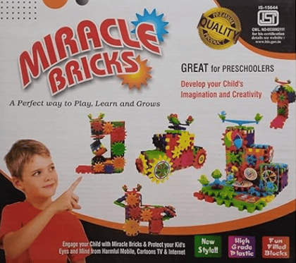 Braintastic 202 Pieces Miracle Bricks Motorized Spinning Gear Building Block Toy Sets Interlocking Learning And Educational Game For Kids (Miracle Bricks 202)|Multicolor