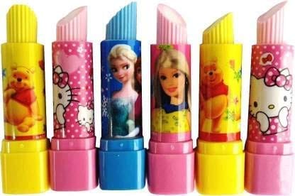 nawani Lipstick Shaped Eraser 6 pcs Non-Toxic Eraser