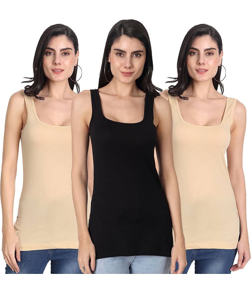 AIMLY Cotton Camisoles - Beige Pack of 3