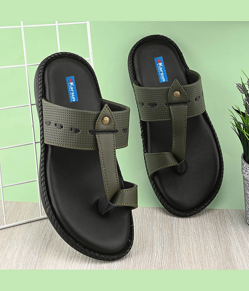 Karsun Olive Men's Thong Flip Flop