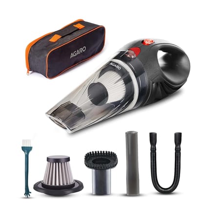 AGARO CV1077 Car Vacuum Cleaner, Portable, Handheld,12V DC /110W, 4.5KPA Power Socket, 14.7ft Long Cord, Stainless Steel Filter, Black AGARO CV1077 Car Vacuum Cleaner, Portable, Handheld,12V DC /110W, 4.5KPA Power Socket, 14.7ft Long Cord, Stainless Stee