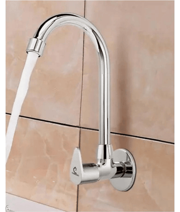 Bathfax Vigo Zinc Alloy Wall Mounted Sink Cock Tap Steel Kitchen Sink Tap (Sink Cock)