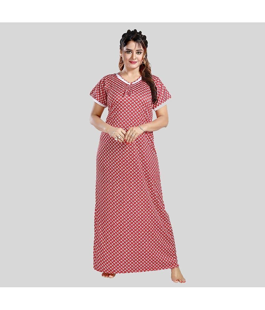 Gutthi - Red Rayon Women's Nightwear Nighty & Night Gowns ( Pack of 1 )